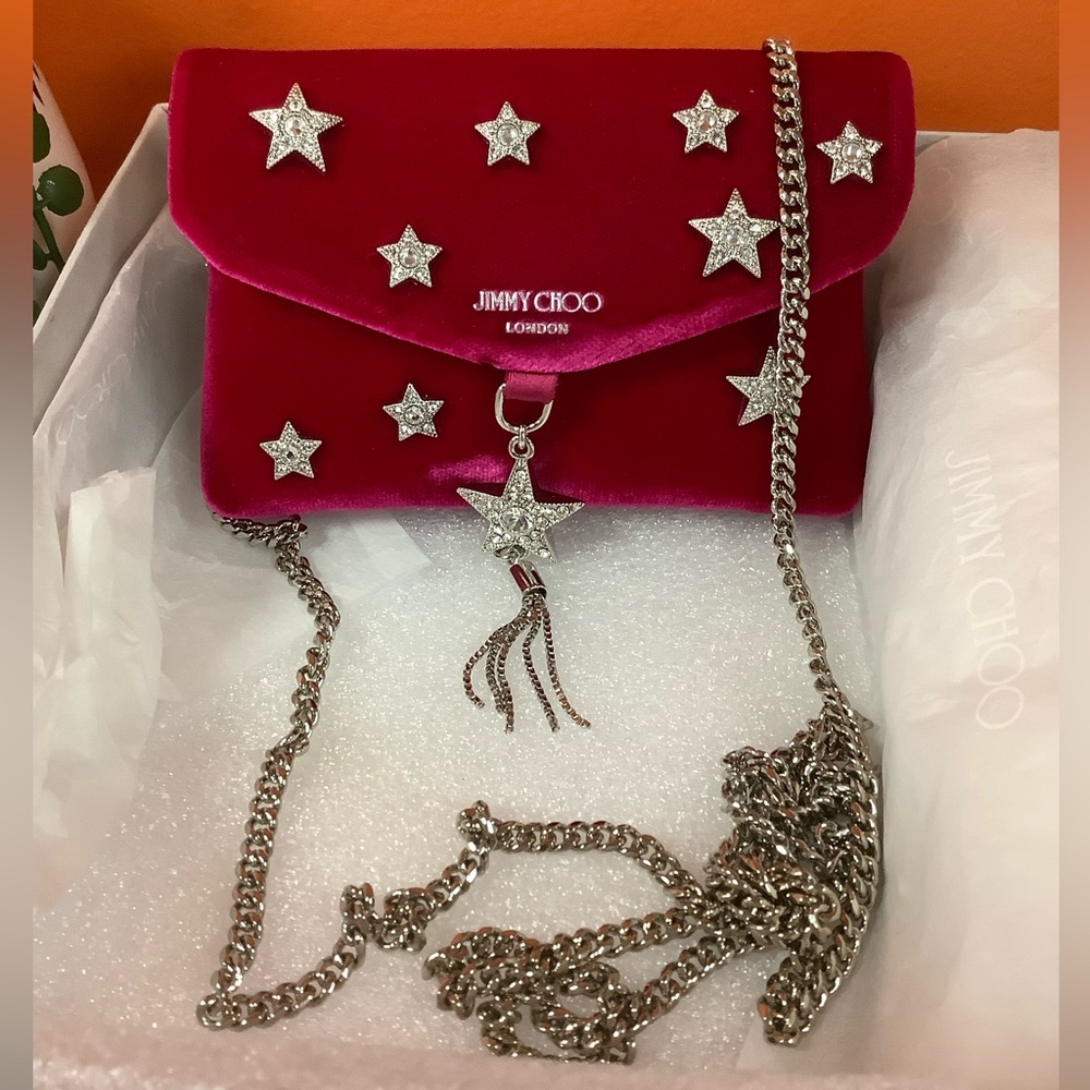 Jimmy Choo Velvet Card Holder-On Chain